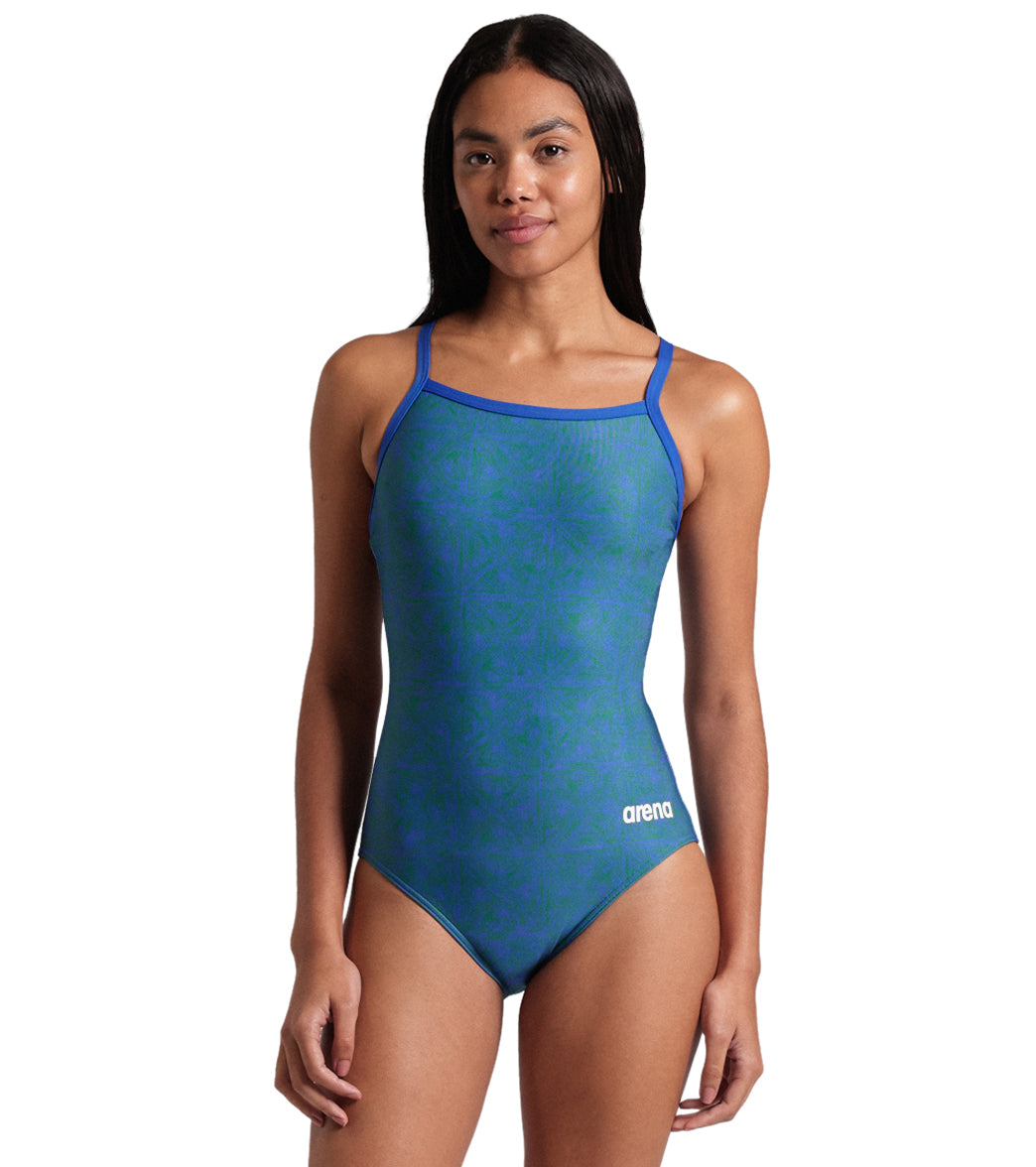 Arena Women's Abstract Tiles Lightdrop Back One Piece Swimsuit