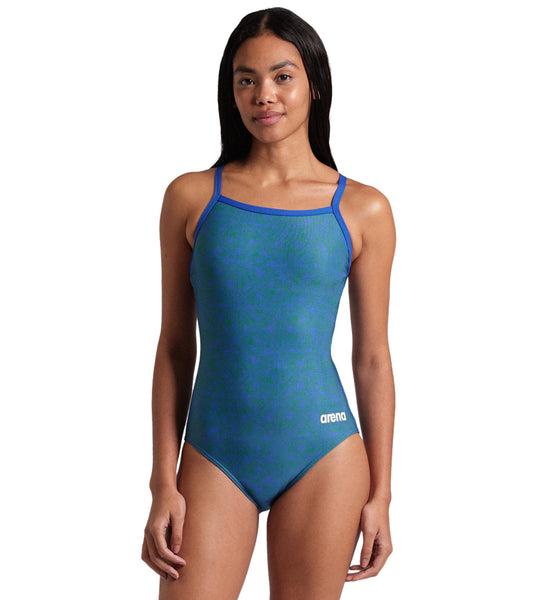 Arena Women's Abstract Tiles Lightdrop Back One Piece Swimsuit