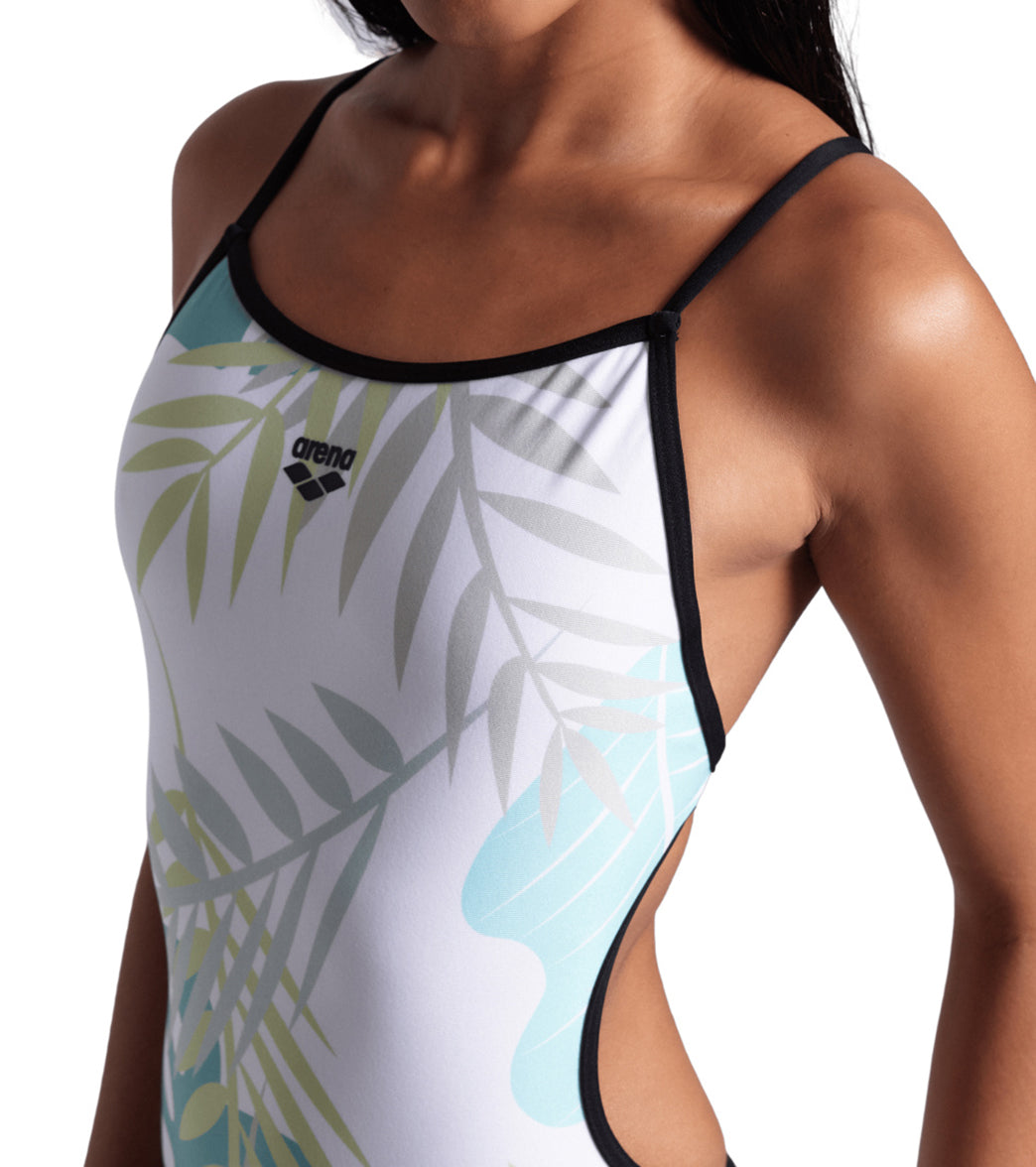 Arena Women's Light Floral Lace Back One Piece Swimsuit