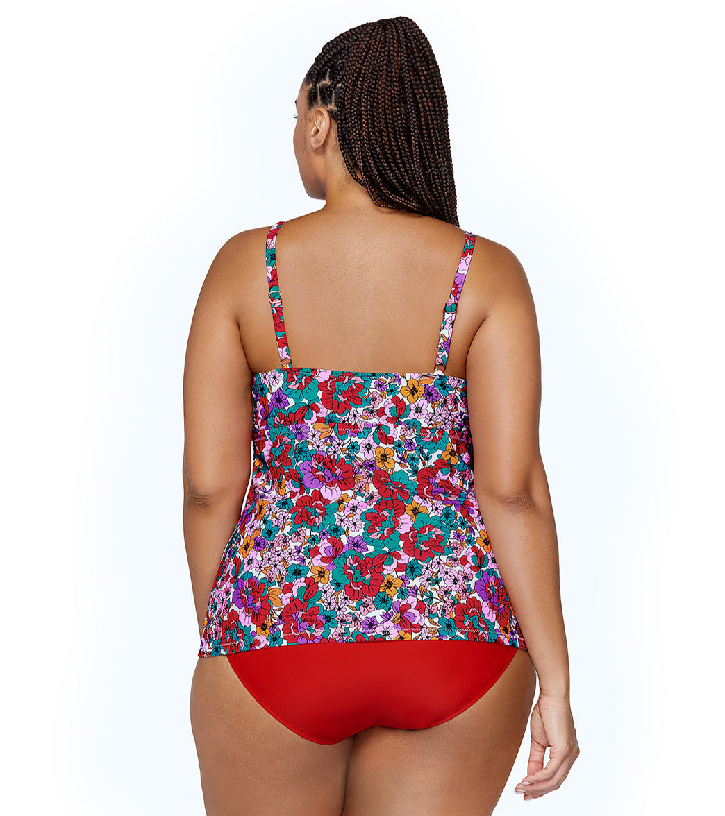 Raisins Women's Brilliant Bloom Aries Plus Size Underwire Tankini Top