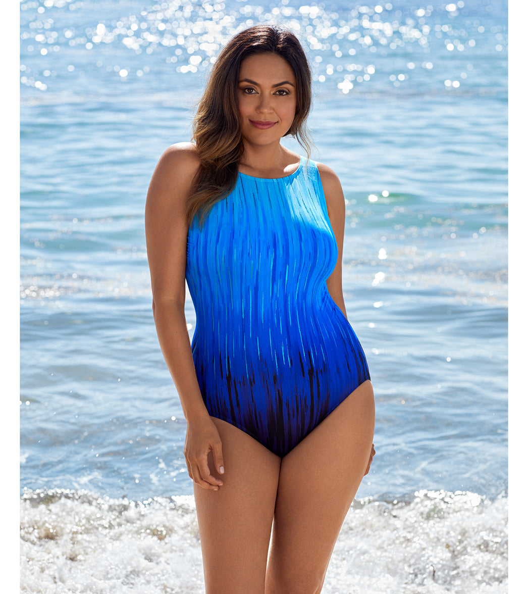 Longitude Women's High Energy Scoop High Neck Long Torso One Piece Swimsuit