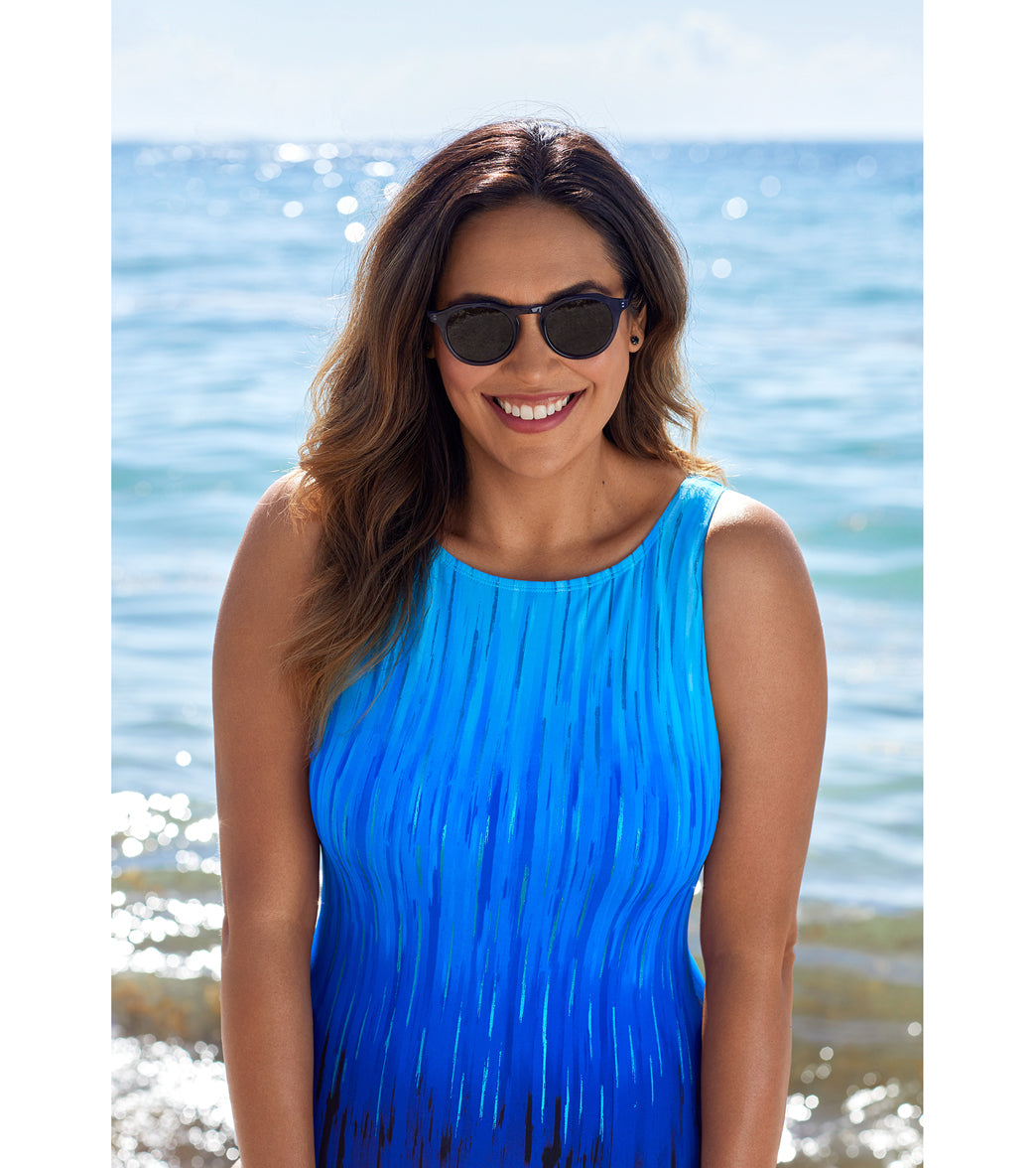 Longitude Women's High Energy Scoop High Neck Long Torso One Piece Swimsuit