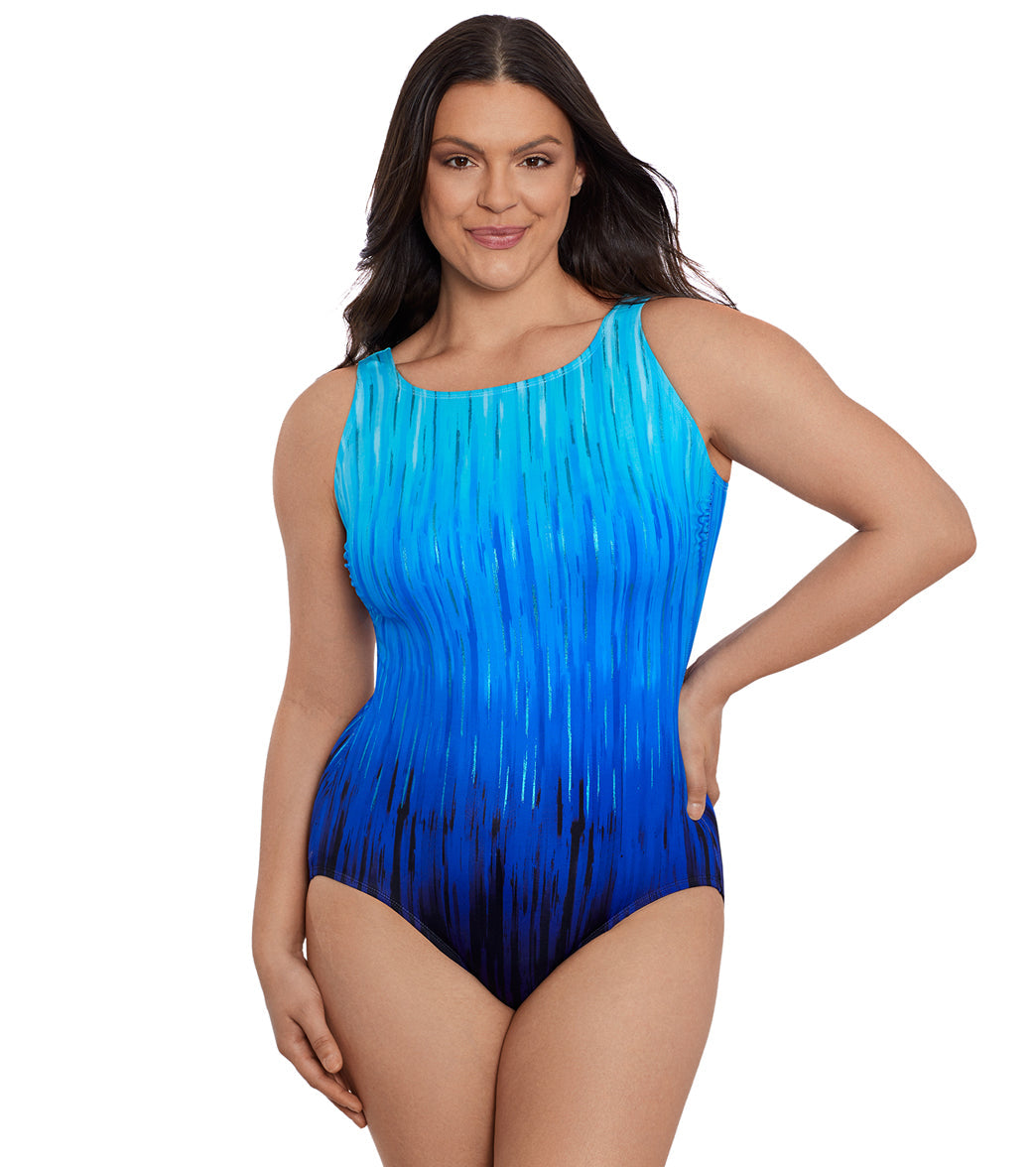Longitude Women's High Energy Scoop High Neck Long Torso One Piece Swimsuit