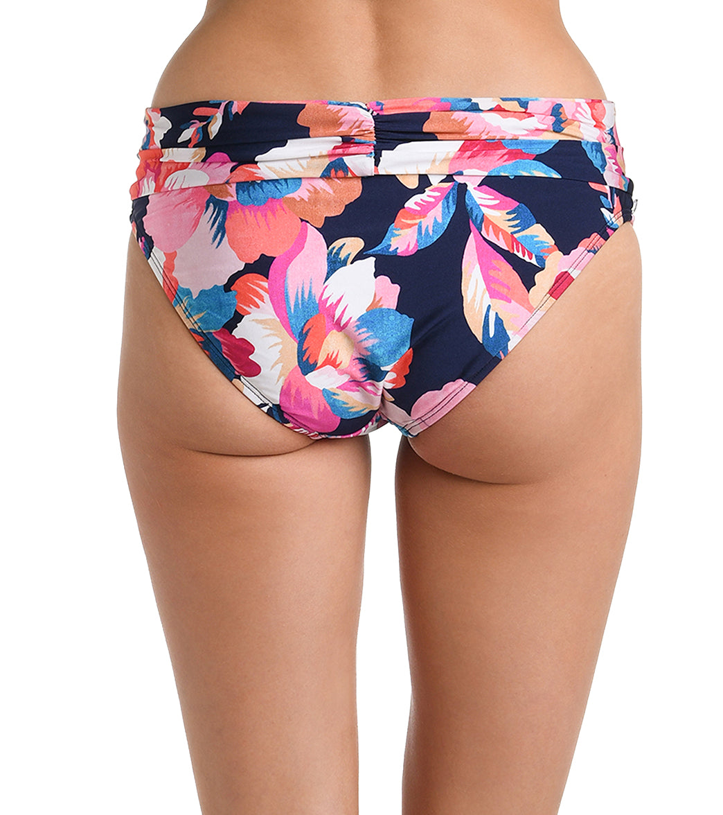 La Blanca Women's Denim Bouquet Shirred Band Hipster Bikini Bottom