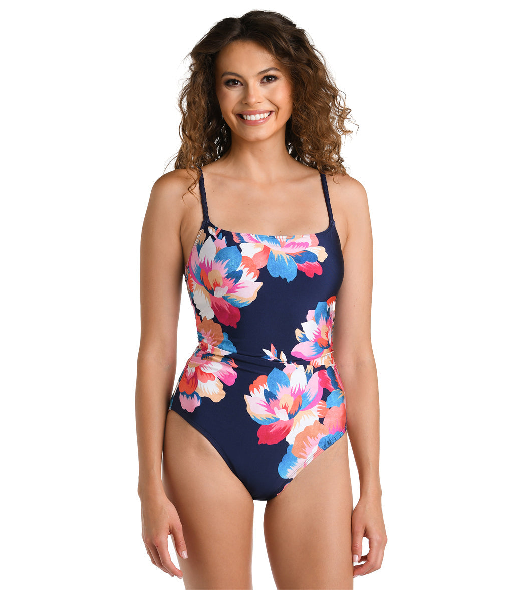 La Blanca Women's Denim Bouquet Lingerie Tank One Piece Swimsuit