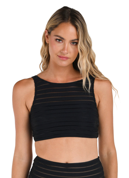 La Blanca Women's Fluid Lines High Neck Midline Bikini Top