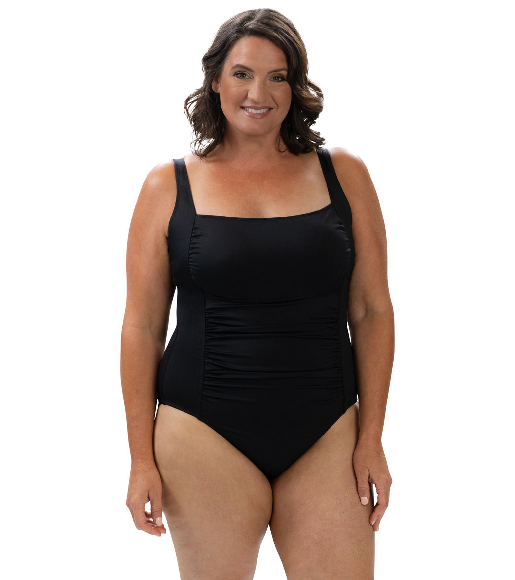 Dolfin Aquashape Women's Solid Moderate Square Neck One Piece Swimsuit