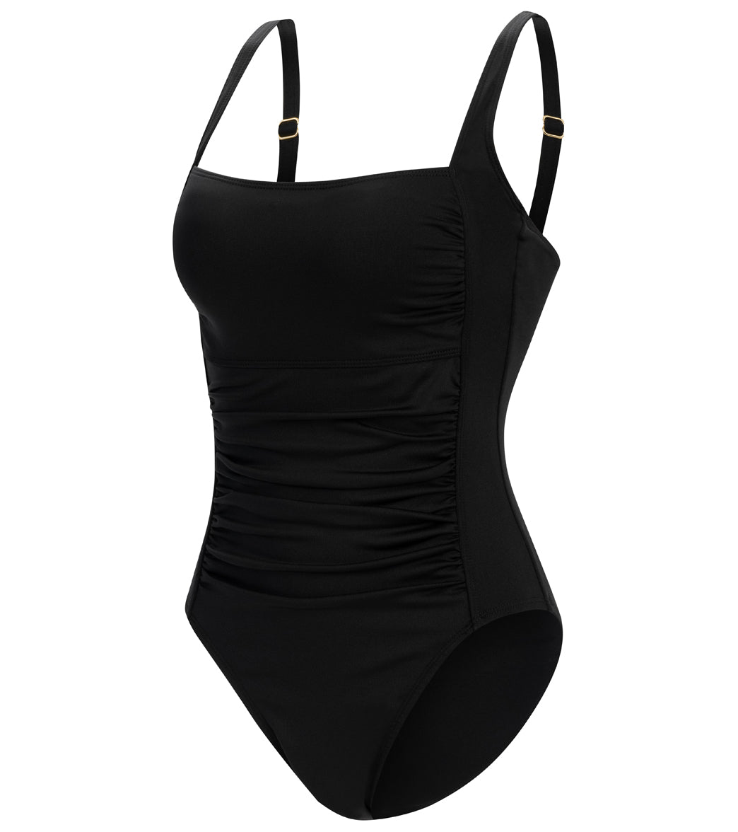 Dolfin Aquashape Women's Solid Moderate Square Neck One Piece Swimsuit