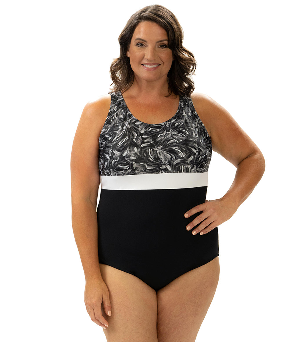 Dolfin Aquashape Women's Color Block Moderate Scoop Back One Piece Swimsuit