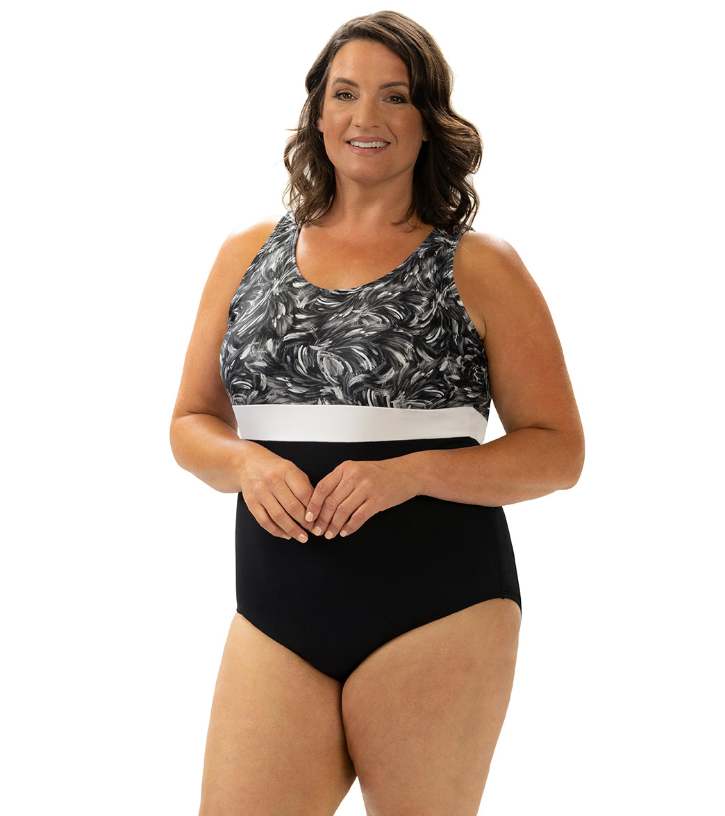 Dolfin Aquashape Women's Color Block Moderate Scoop Back One Piece Swimsuit