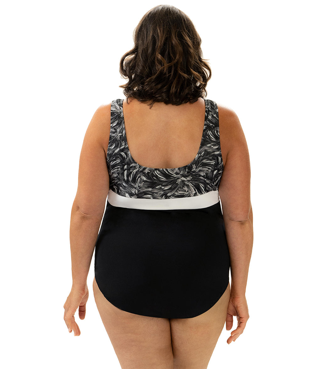 Dolfin Aquashape Women's Color Block Moderate Scoop Back One Piece Swimsuit