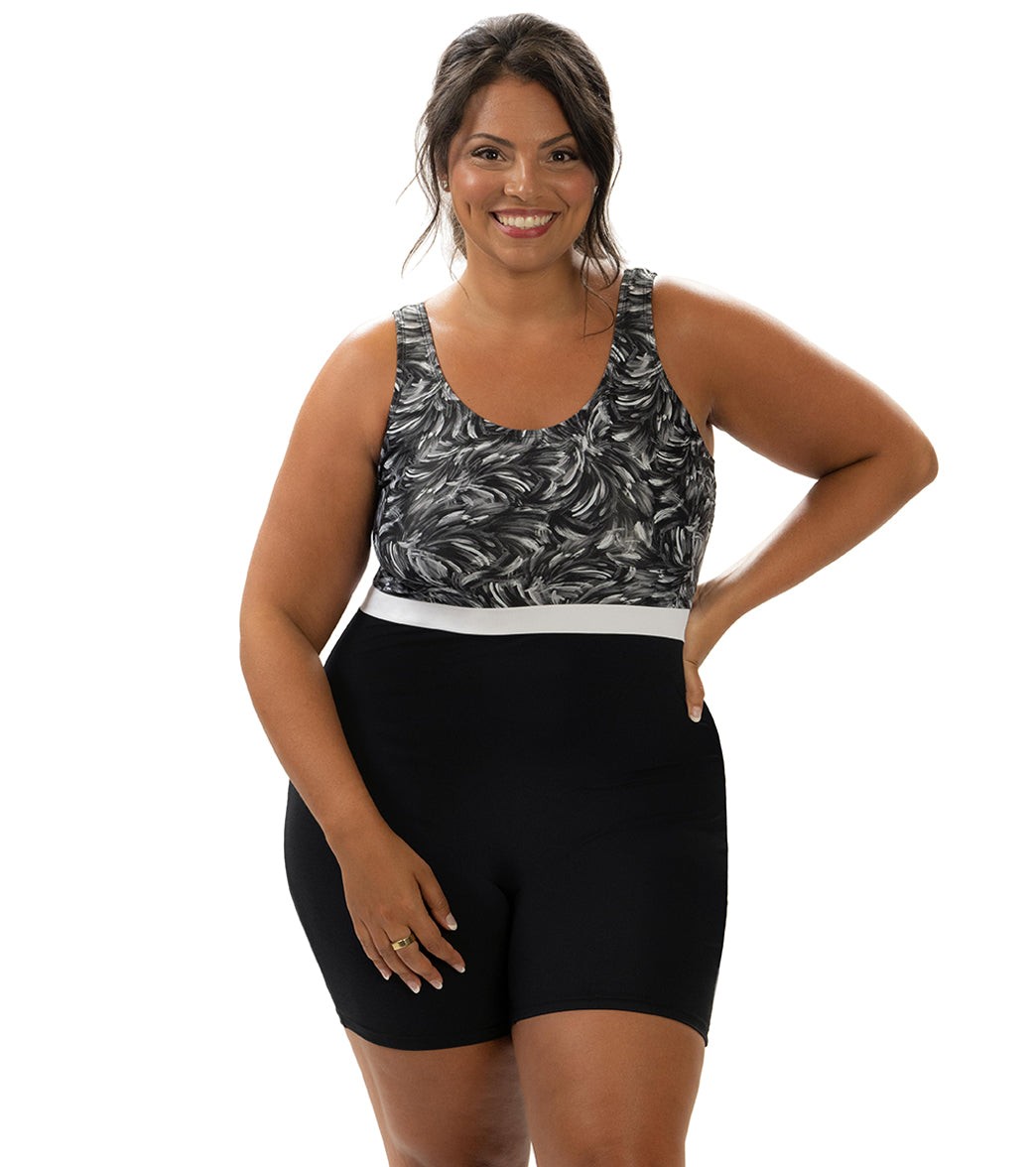 Dolfin Aquashape Women's Printed Scoop Neck Aquatard Unitard Swimsuit