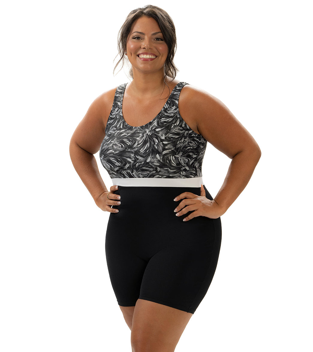 Dolfin Aquashape Women's Printed Scoop Neck Aquatard Unitard Swimsuit