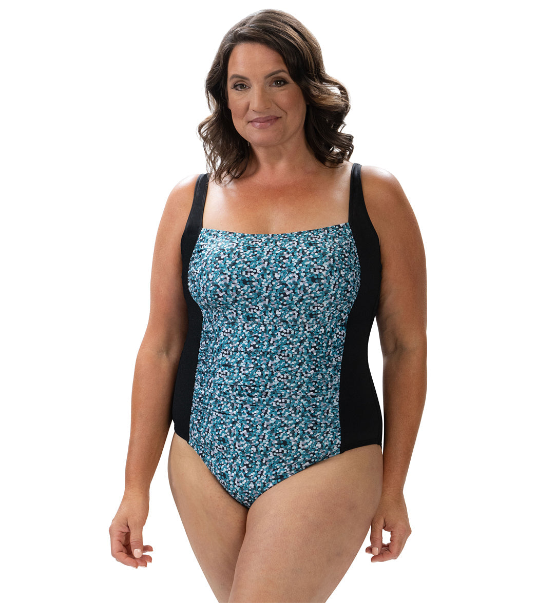 Dolfin Aquashape Women's Printed Moderate Square Neck One Piece Swimsuit