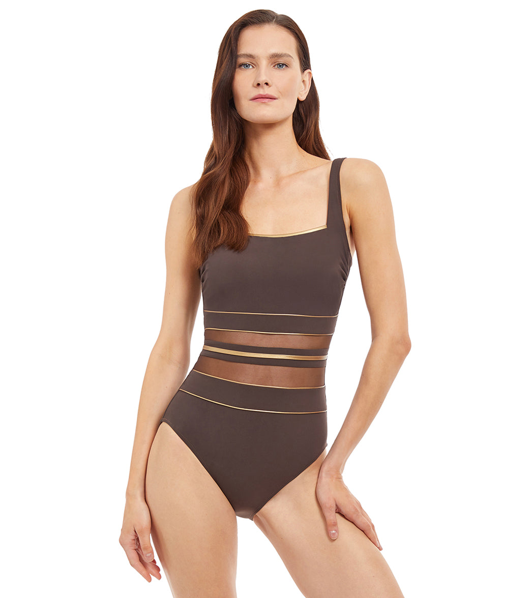 Gottex Women's Onyx Square Neck One Piece Swimsuit
