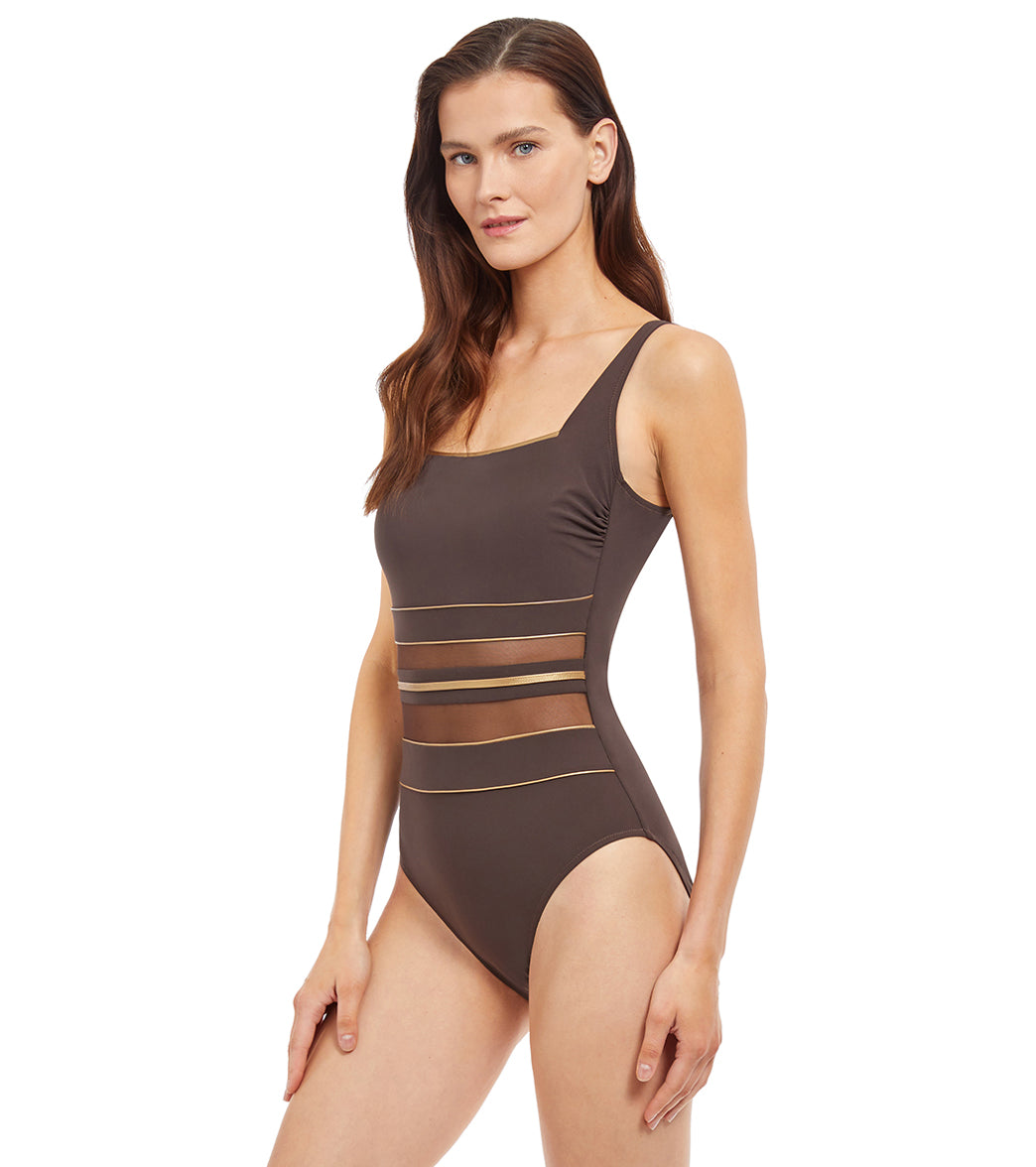 Gottex Women's Onyx Square Neck One Piece Swimsuit