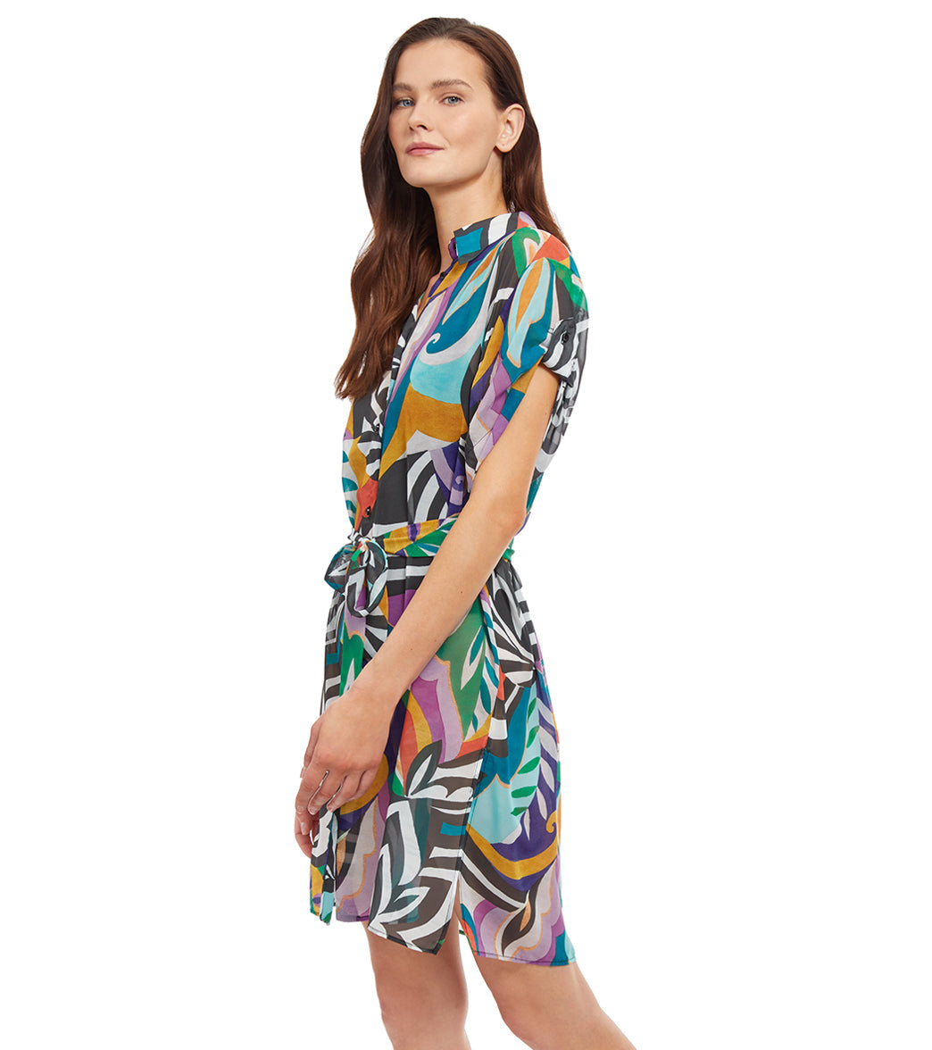 Gottex Women's Tribal Art Button Down Cover Up Blouse