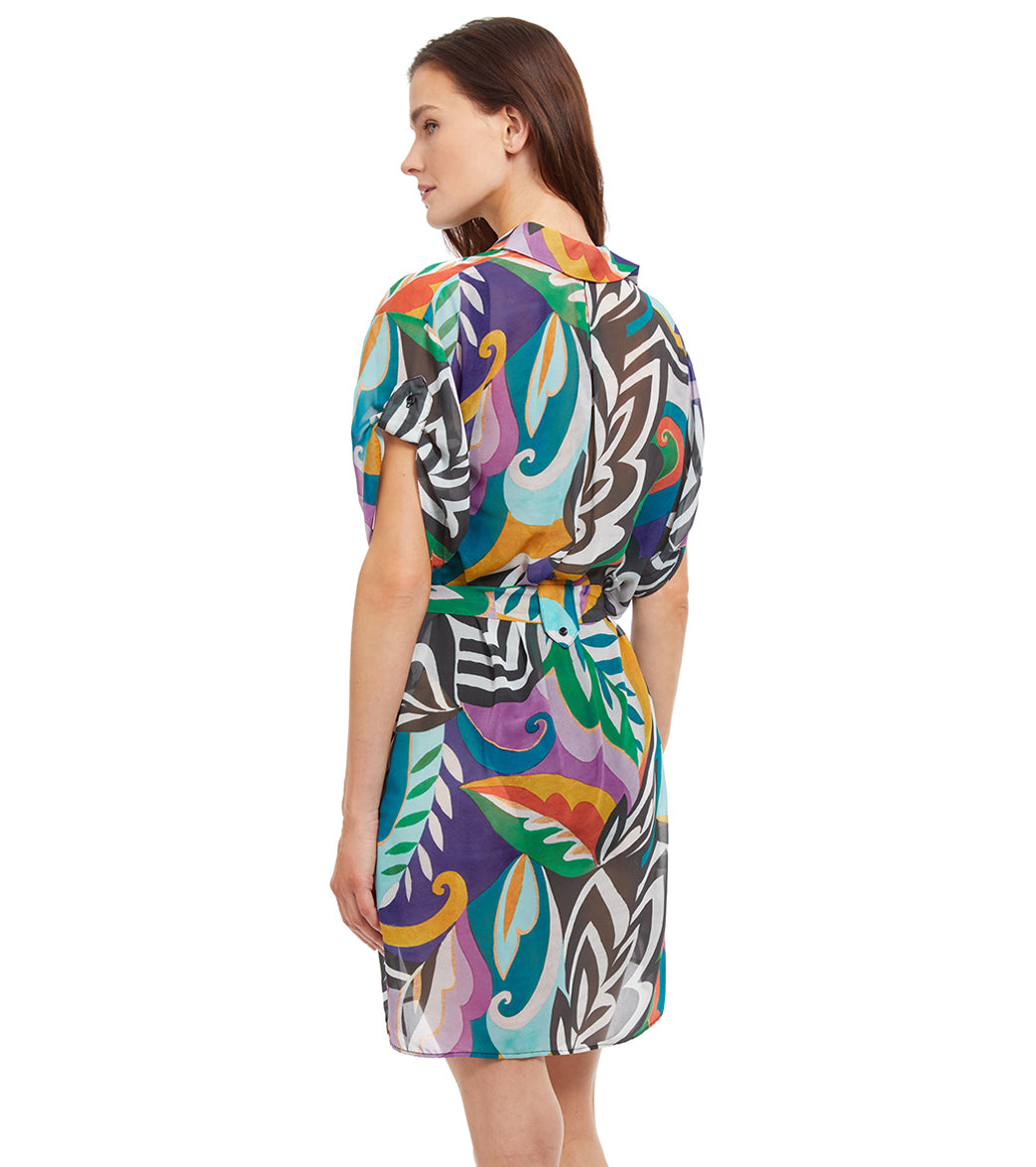 Gottex Women's Tribal Art Button Down Cover Up Blouse