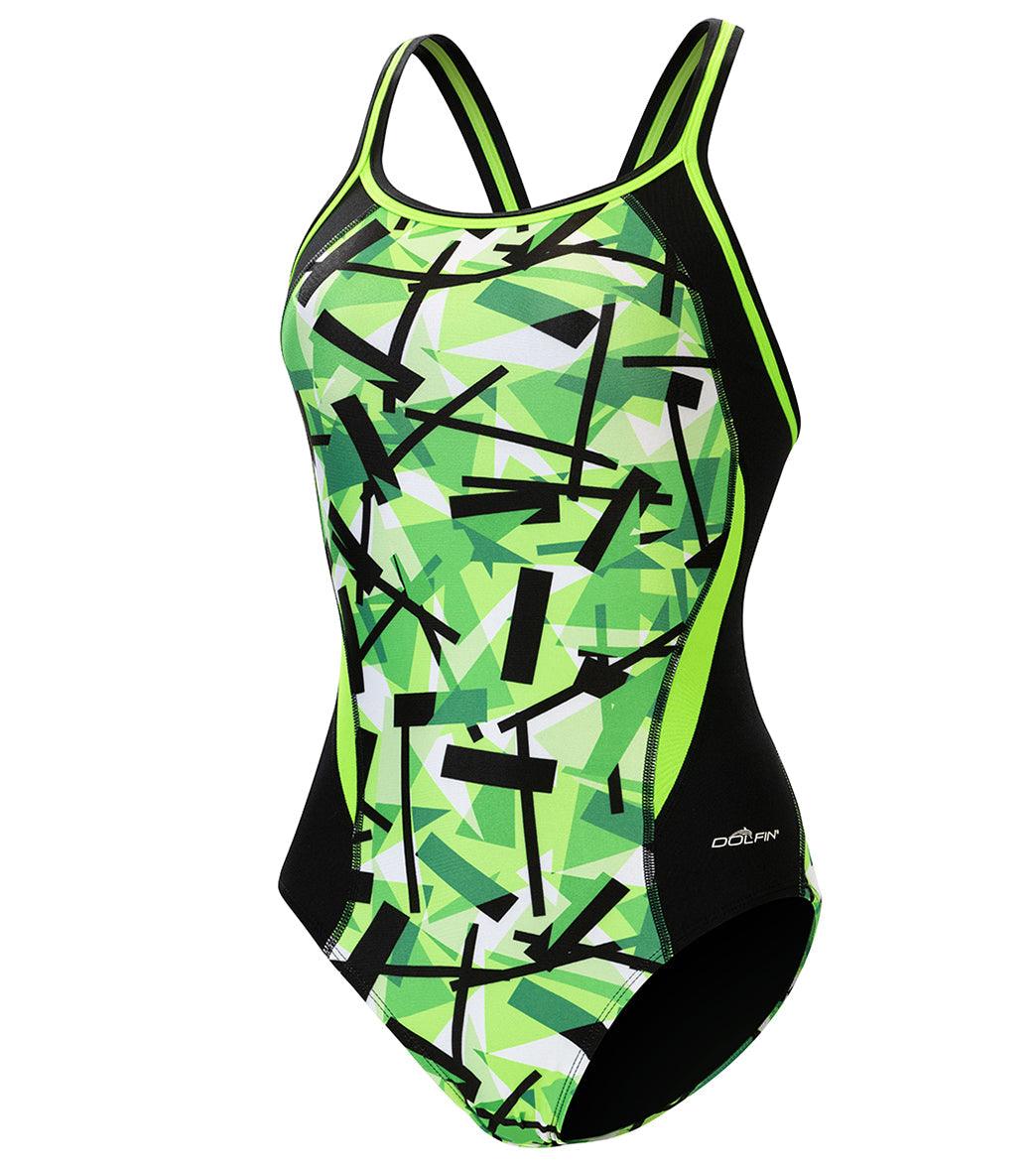 Dolfin Women's Reliance Color Blocked Razor DBX Back One Piece Swimsuit