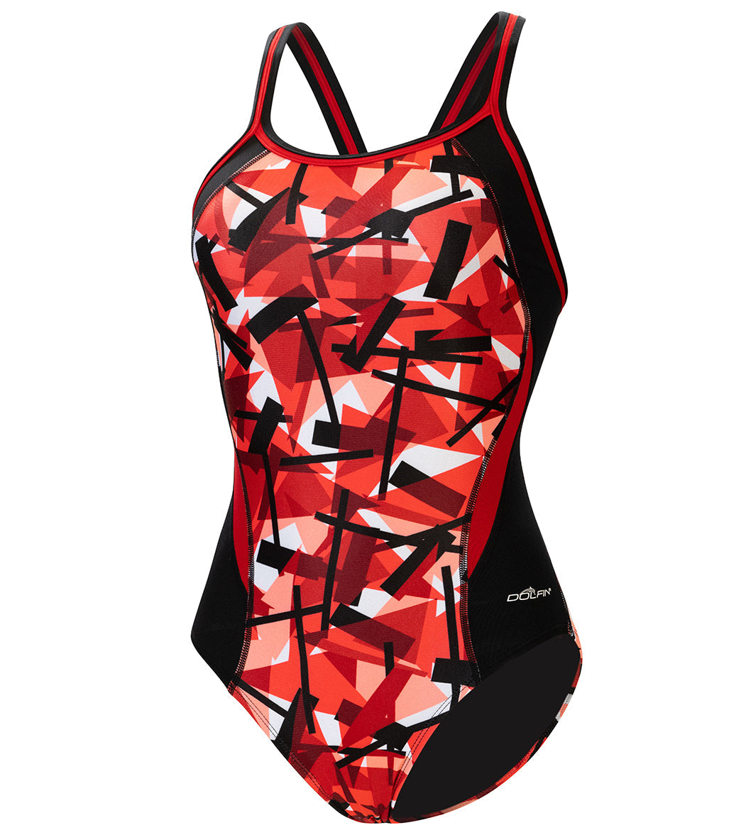 Dolfin Women's Reliance Color Blocked Razor DBX Back One Piece Swimsuit