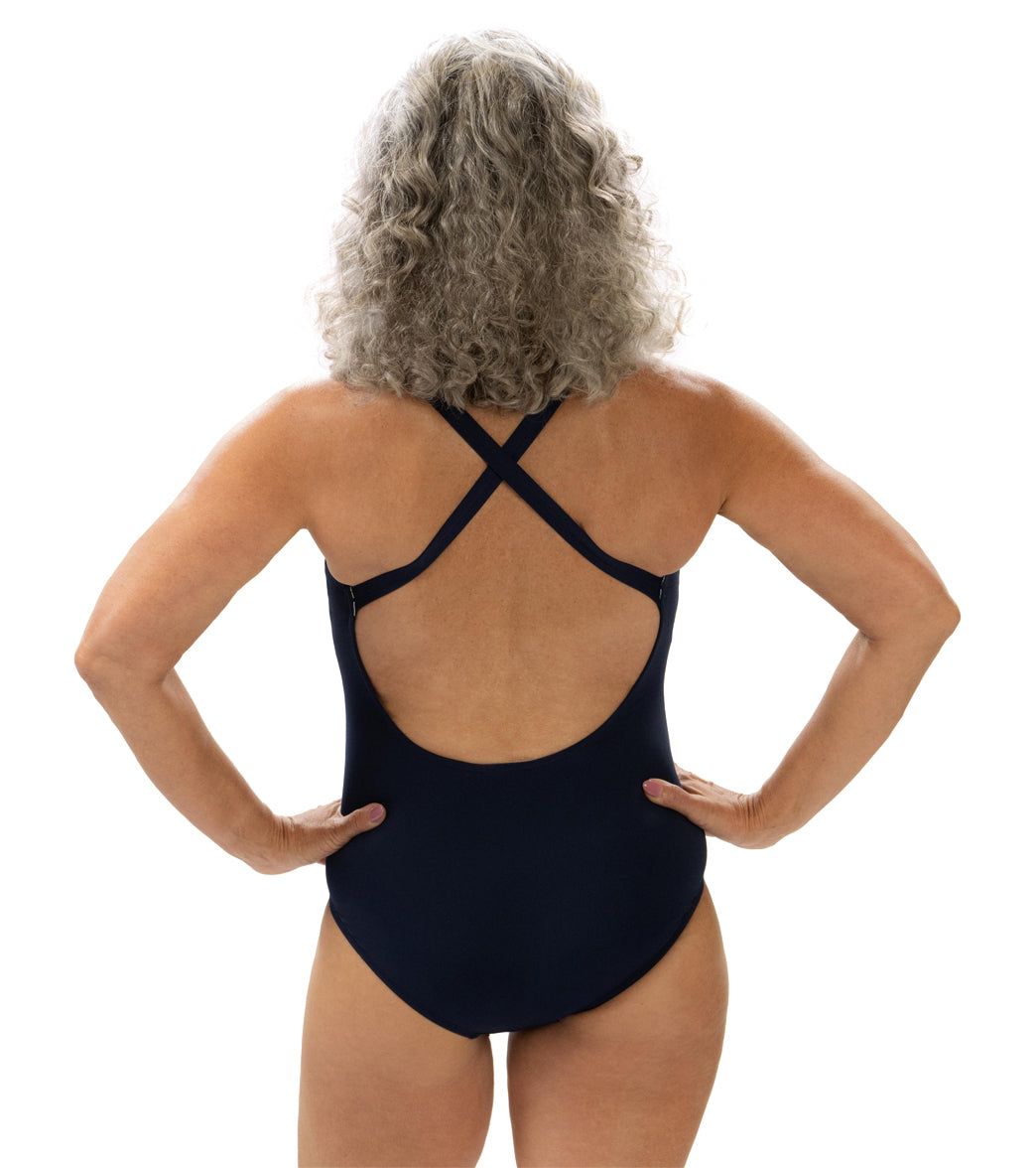 Dolfin Aquashape Women's Color Block High Neck One Piece Swimsuit