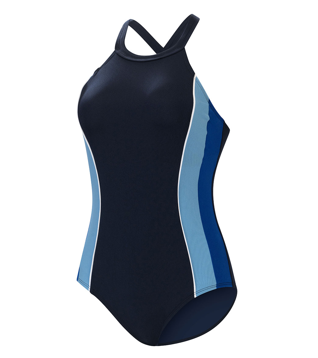 Dolfin Aquashape Women's Color Block High Neck One Piece Swimsuit
