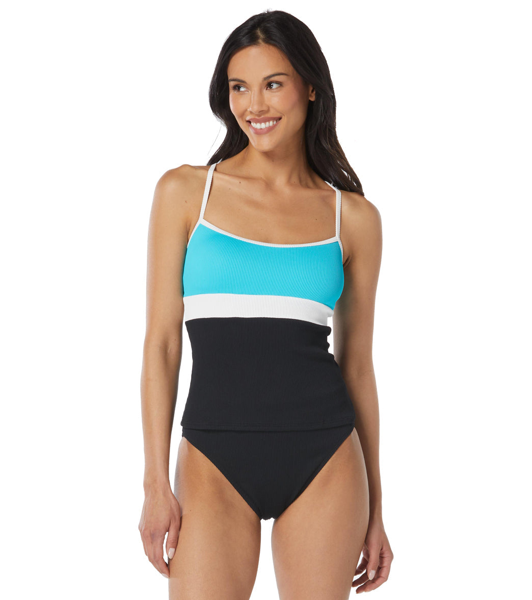 Beach House Women's Color Block Ribbed Flex Color Block Racerback Tankini Top