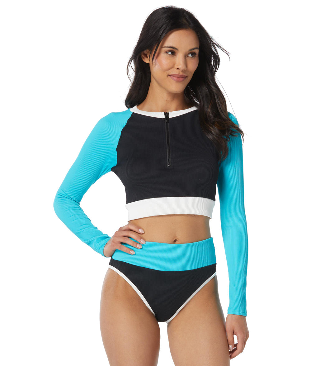 Beach House Women's Color Block Ribbed Gem Swim Bikini Bottom