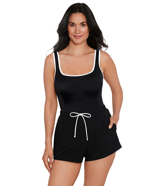 Shape Solver SPORT Women's Contrast Binding Sport Swim Romper