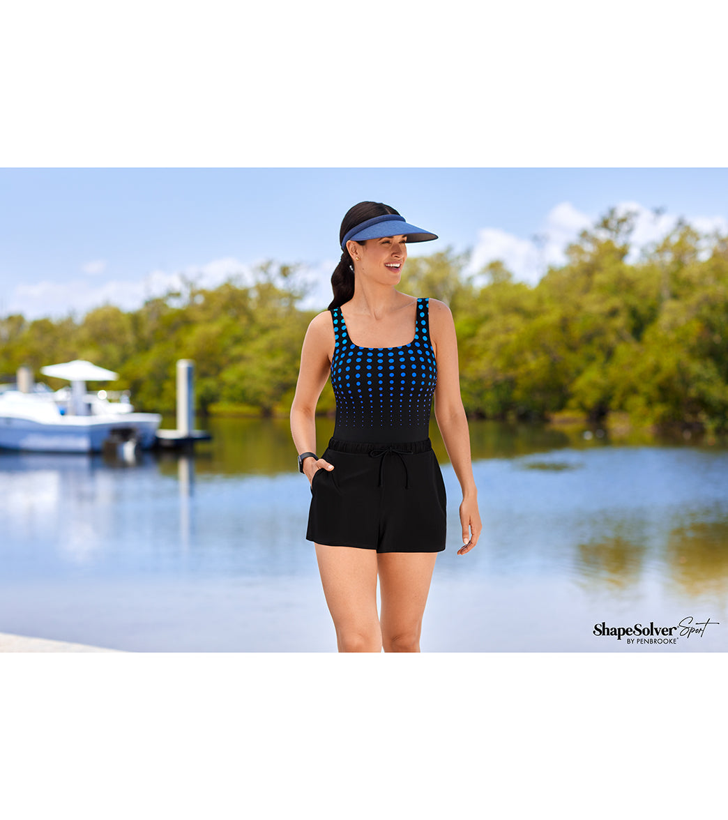 Shape Solver SPORT Women's Going in Circles Scoop Neck Swim Romper