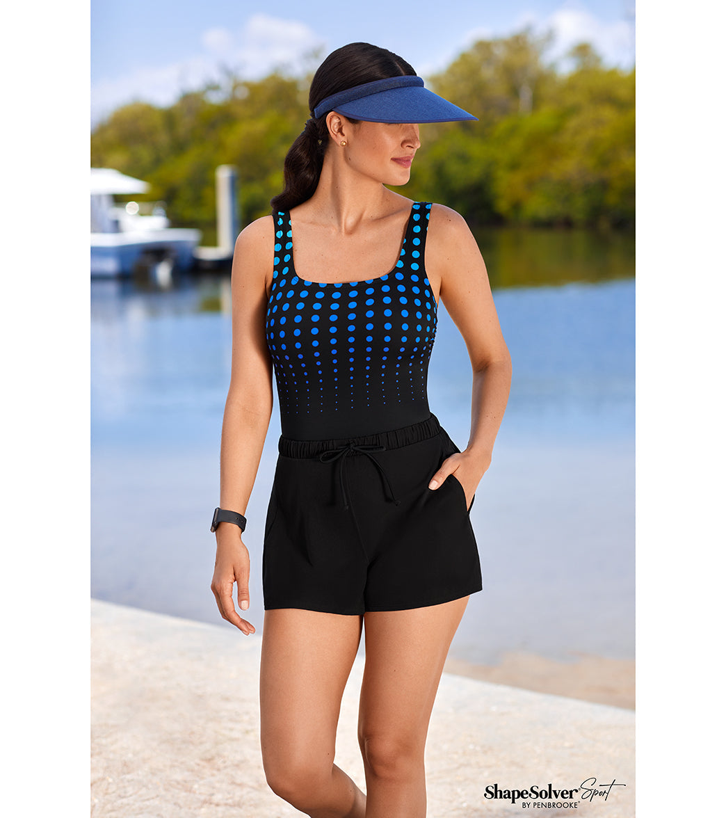 Shape Solver SPORT Women's Going in Circles Scoop Neck Swim Romper