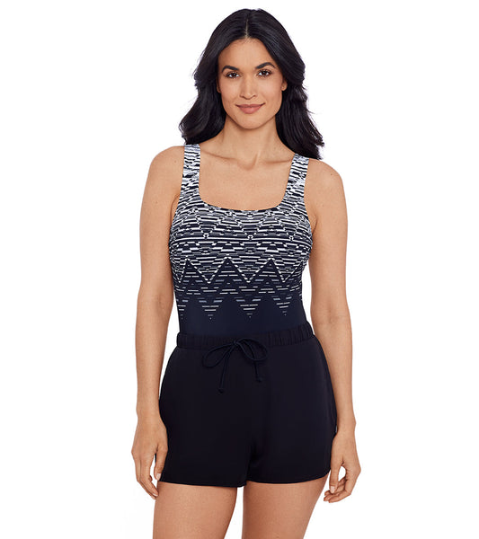 Shape Solver SPORT Women's Dash Point Scoopneck Swim Romper