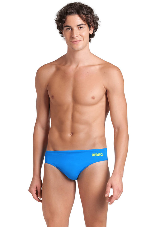Arena Men's Solid Brief Swimsuit Blue River/Artic Lime