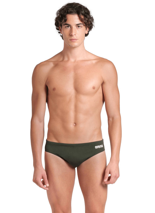 Arena Men's Solid Brief Swimsuit Dark Sage/White