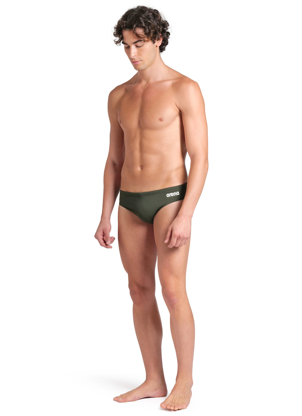 Arena Men's Solid Brief Swimsuit Dark Sage/White