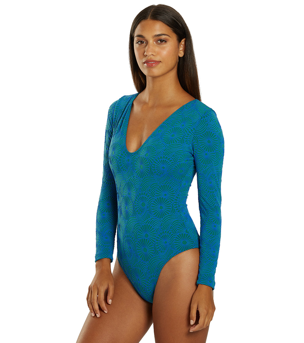 Seea Women's Valentina V-Neck Long Sleeve One Piece Swimsuit