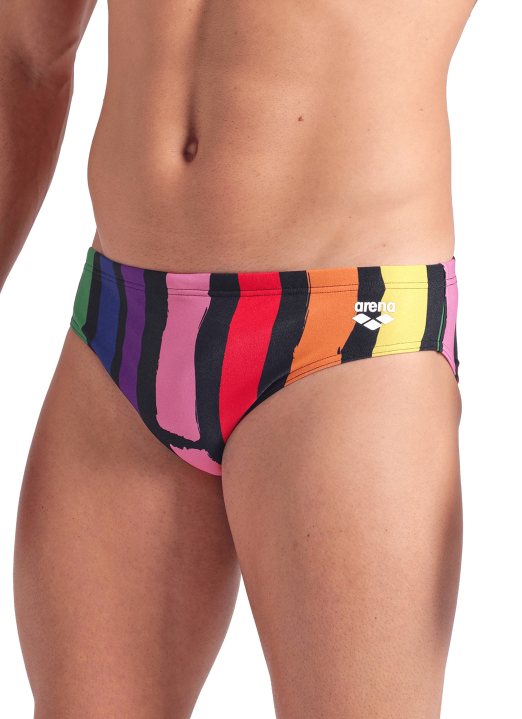Arena Men's Painters Stripe Brief Swimsuit