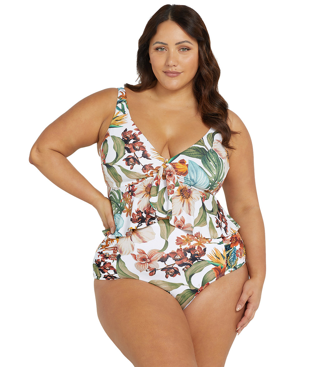 Artesands Woman's Plus Size Into The Saltu Chagall Midriff Bikini Top ( Multifit A-D Cup)