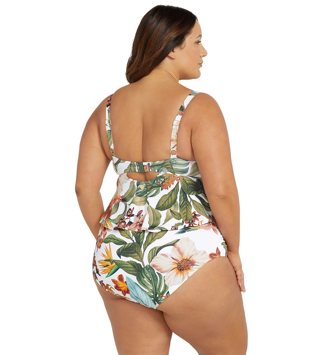 Artesands Woman's Plus Size Into The Saltu Chagall Midriff Bikini Top ( Multifit A-D Cup)