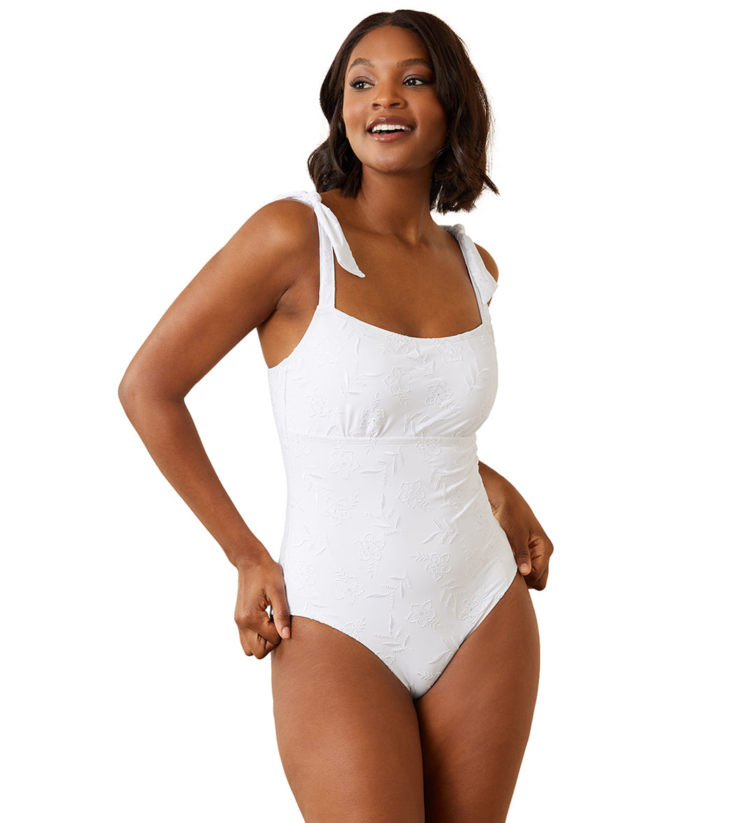 Tommy Bahama Women's Eyelet Hideaway One Piece Swimsuit