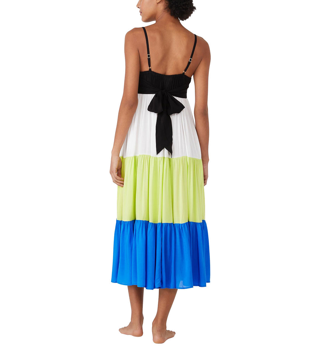 Kate Spade New York Women's Bow Solids Tiered Midi Dress