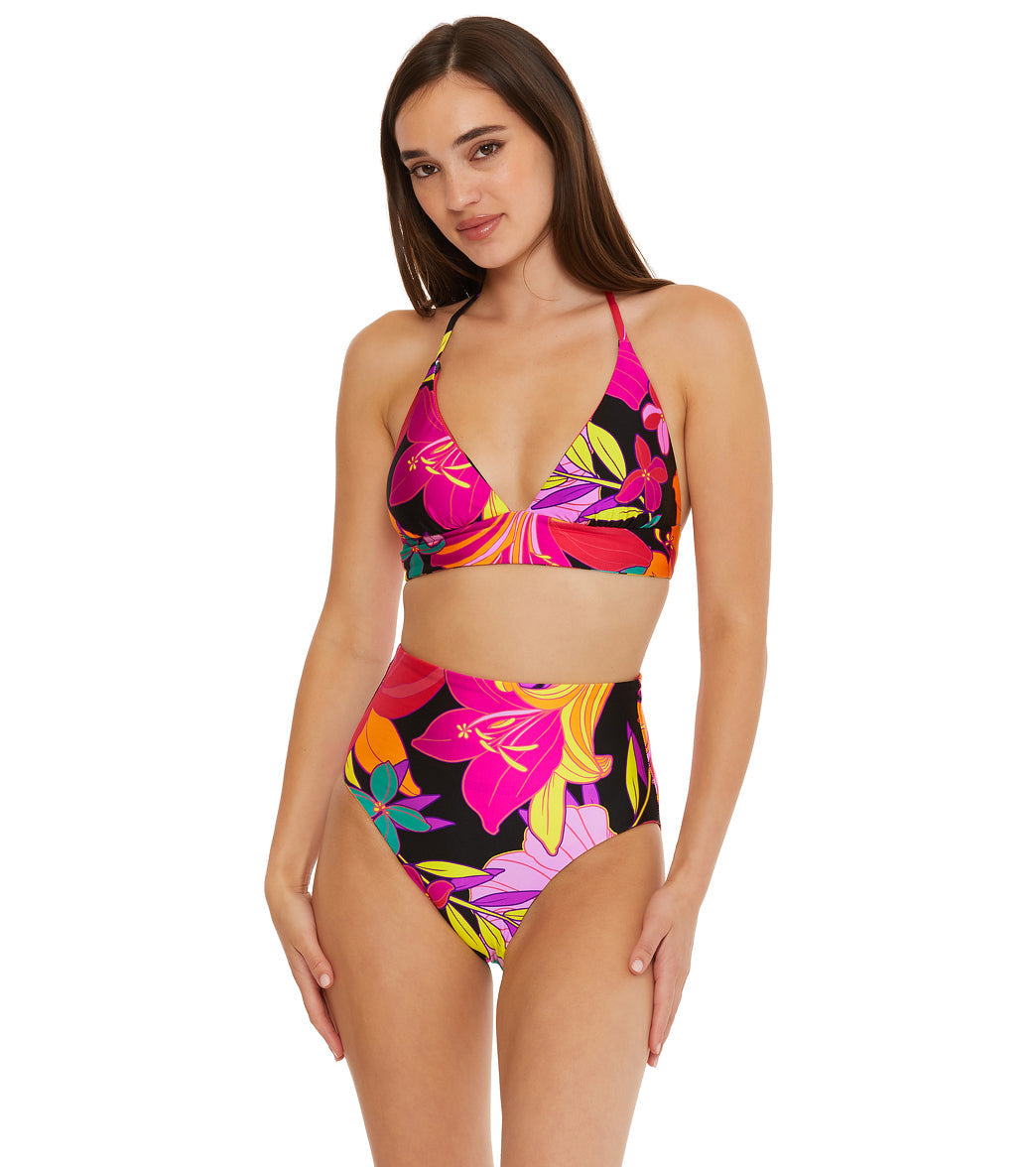 Trina Turk Women's Solar Floral Reversible High Waist Bikini Bottom