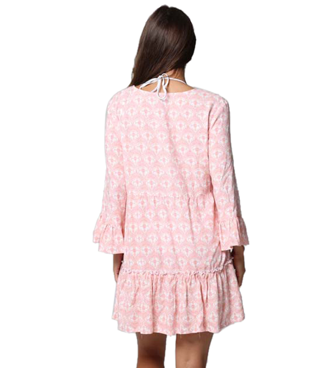 J.Valdi Women's Petals Lace Up Tiered Dress