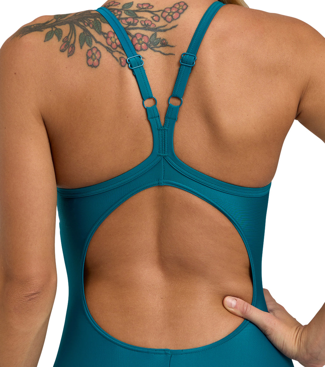 Arena Women's Solid Light Drop Back Chlorine Resistant One Piece Swimsuit