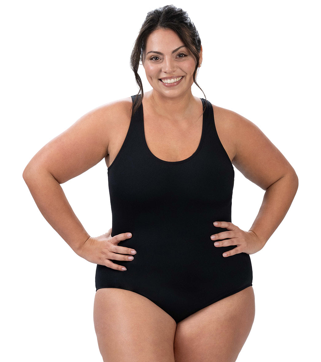 Dolfin Women's Aquashape Conservative Solid Cross Back One Piece Swimsuit