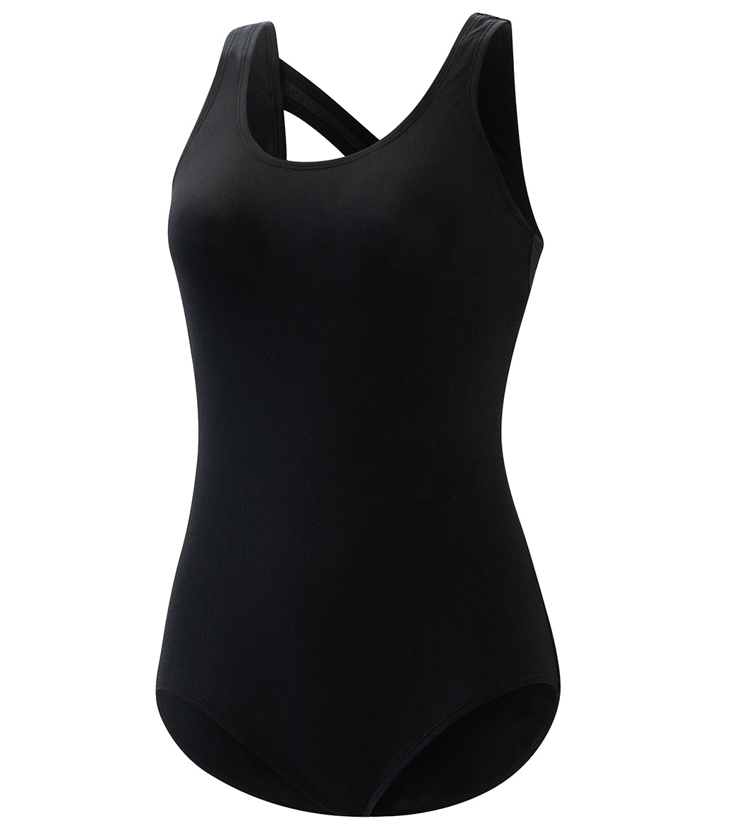 Dolfin Women's Aquashape Conservative Solid Cross Back One Piece Swimsuit