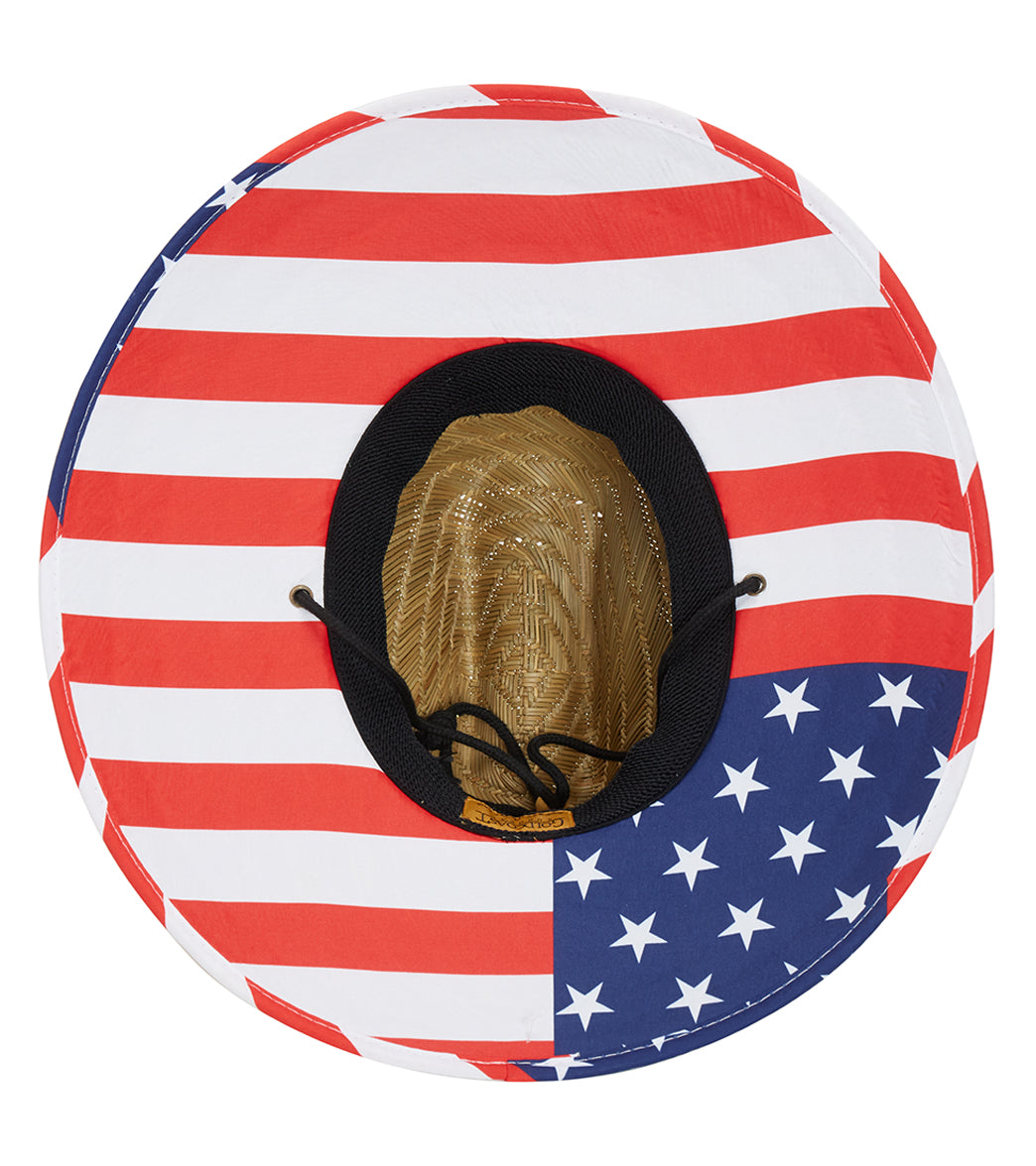Peter Grimm Sally Americana Lifeguard Patriotic Straw 4" Brim Sun Hat