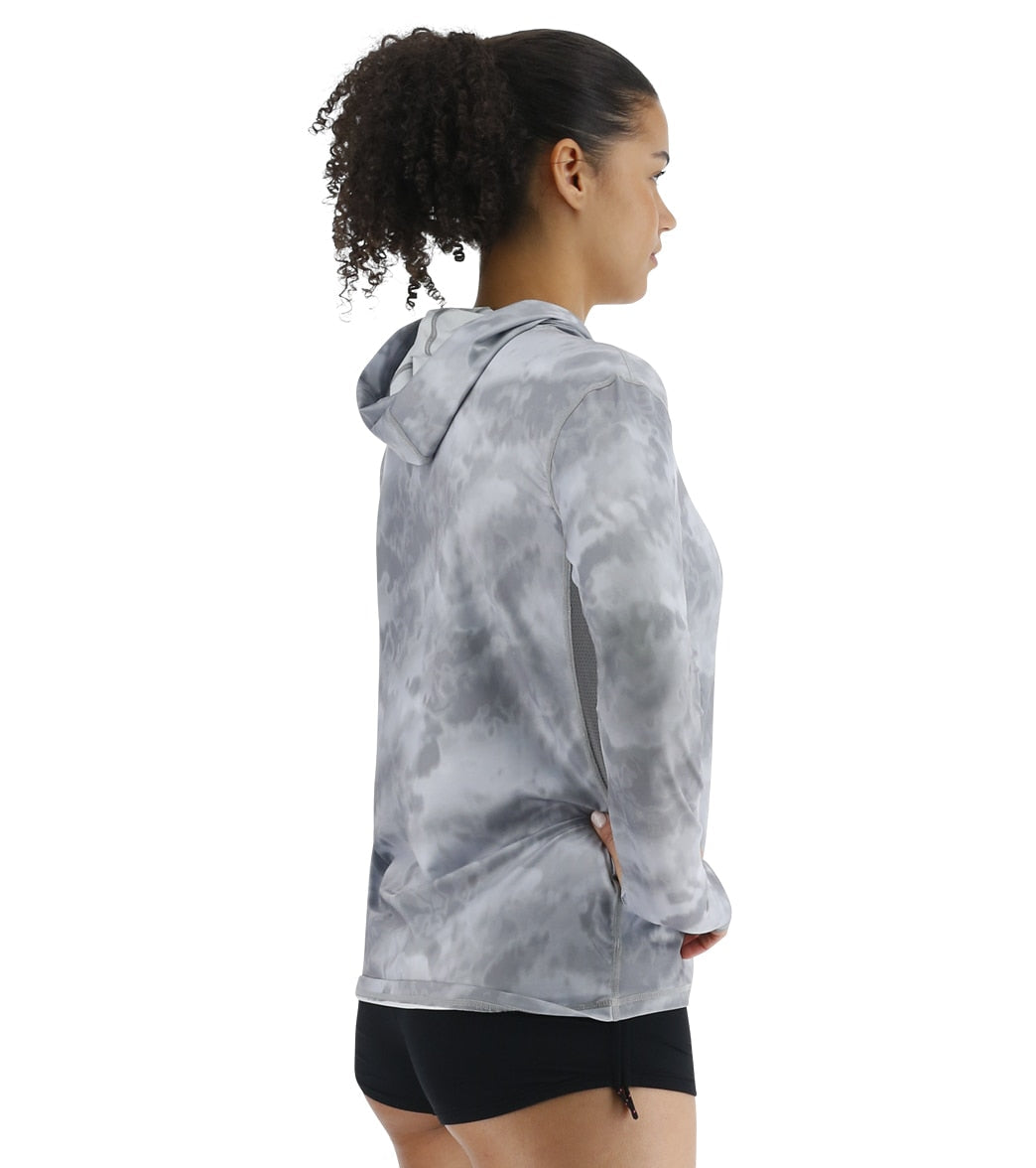 TYR Women's Turbulent SunDefense Hooded Long Sleeve UPF 50+ Swim Shirt