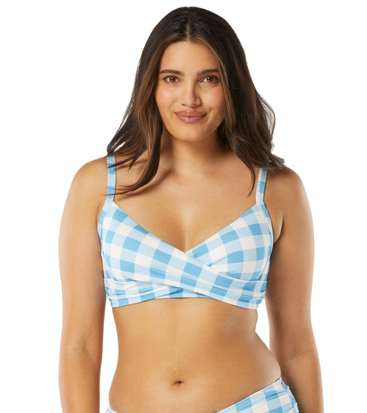 Beach House Women's Summer Gingham Christa Wrap Bikini Top