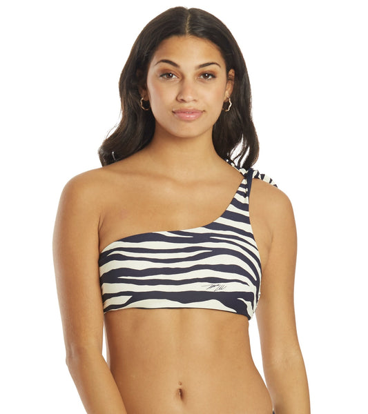 Michael Kors Women's Reversible Zebra One Shoulder Bikini Top
